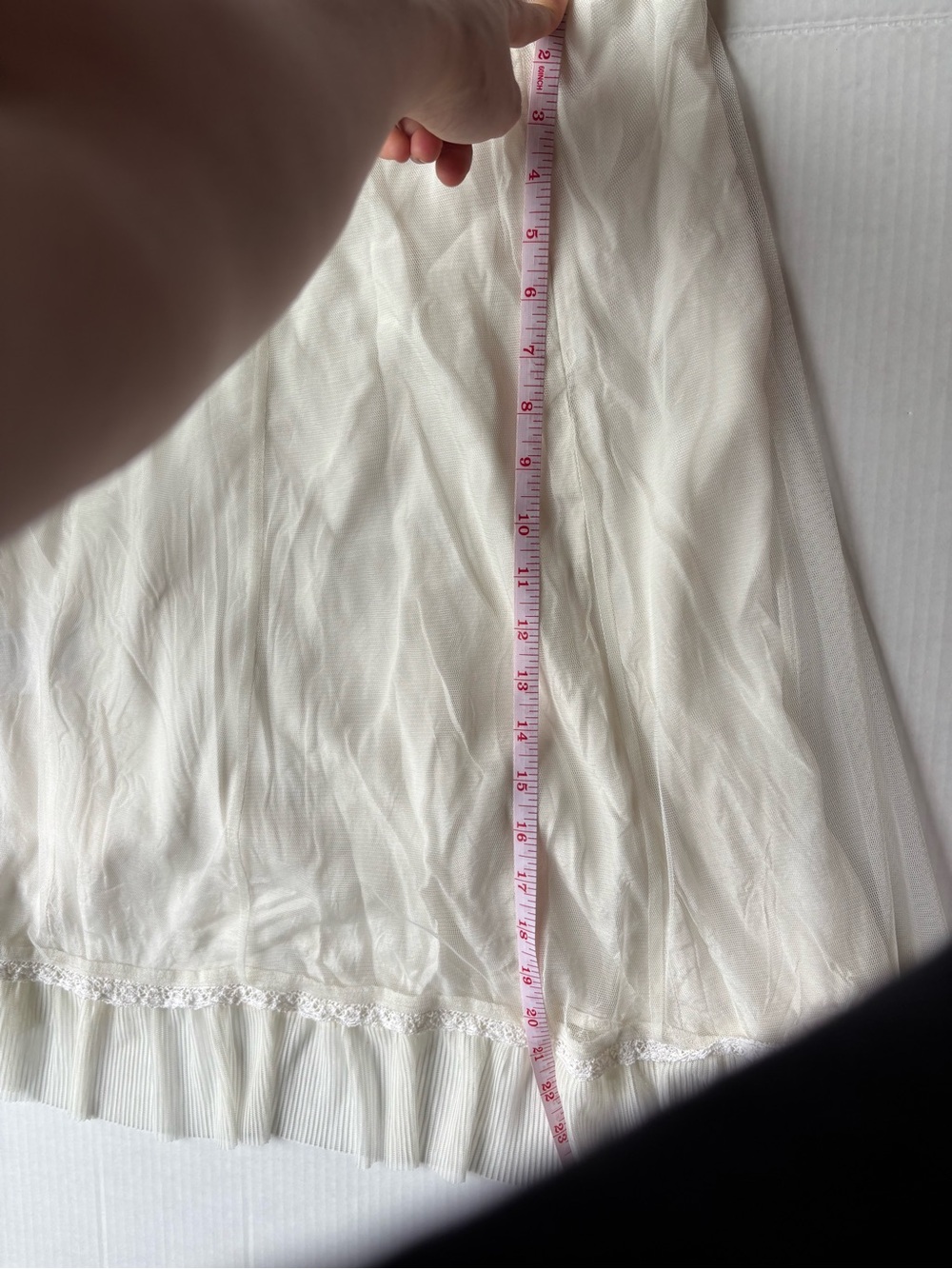 Cream ivory midi tulle skirt sheer overlay lace trim boho fairycore romantic - Picture 8 of 9